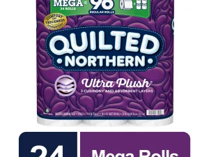 Quilted Northern Ultra Plush Toilet Paper, 24 Mega Rolls = 96 Regular Rolls, 3-Ply Bath Tissue