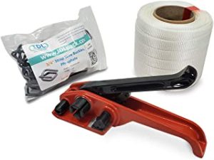 IDL Packaging - B-WCSK.34.250 3/4" x 250' Woven Cord Strapping Kit, 2425 lbs Break Strength. Polyester Cord Strapping Tensioner, Strapping Buckles and Woven Cord Strapping Roll
