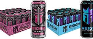 Reign Inferno Thermogenic Fuel Fitness Performance Drink 16 Fl Oz Pack of, Watermelon Warlord, (Pack of 12) & Total Body Fuel, Razzle Berry, Fitness & Performance Drink, 16 Oz (Pack of 12)