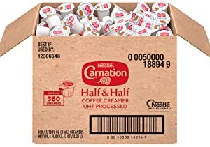 Nestle Carnation Coffee Creamer Half and Half, No Refrigeration, Made with Real Dairy, Box of 360