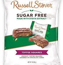 Russell Stover Sugar Free Toffee Squares with Stevia, 3 Ounce Bag (Pack of 12)