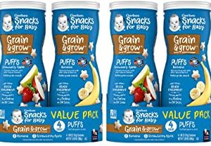 Gerber Baby Snacks Puffs Variety Pack, Banana & Strawberry Apple, 1.48 Ounce - 2 count of four packs, Package may vary