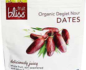 Fruit Bliss Organic Fruit Bliss Deglet Nour Pitted Dates – Soft & Juicy Organic, Dried & Pitted Deglet Nour Dates - Organic Fruit Snacks, Dried Fruit Snacks Resealable Pouches 5 oz