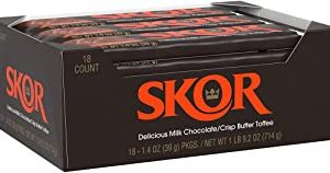 SKOR Milk Chocolate Covered Butter Toffee Candy, Individually Wrapped, 1.4 oz Bar (18)