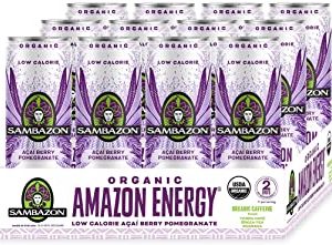 Sambazon Amazon Energy Drink, Low Calorie Acai Berry and Pomegranate, 12 Fl Oz (Pack of 12)
