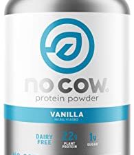 No Cow Vegan Protein Powder, Vanilla, 22g Plant Based Protein, Recyclable Aluminum Container & Scoop, Non Dairy, Soy Free, Low Sugar, Low Net Carb, Gluten Free, Naturally Sweetened, Non GMO, Kosher