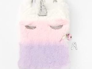 Claire's Ombre Unicorn Furry Lock Diary