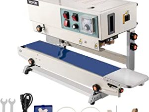 VEVOR Continuous Band Sealer, 0.24-0.6 in/6-15 mm Seal Width, FR900 110V/60Hz Vertical Sealing Machine, Band Heat Sealer with Digital Temperature Control for PVC Membrane Bag Film