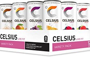 CELSIUS Essential Energy Drink, 12 Fl Oz, Official Variety Pack (Pack of 12)