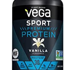 Vega Sport Premium Protein Powder, Vanilla, Vegan, 30g Plant Based Protein, 5g BCAAs, Low Carb, Keto, Dairy Free, Gluten Free, Non GMO, Pea Protein for Women and Men, 1.8 Pounds (20 Servings)