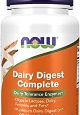 NOW Supplements, Dairy Digest Complete, Digests Lactose, Dairy Proteins and Fats*, Dairy Tolerance Enzymes*, 90 Veg Capsules