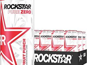 Rockstar Pure Zero Energy Drink, Fruit Punch, 0 Sugar, with Caffeine and Taurine, 16oz Cans (12 Pack) (Packaging May Vary)