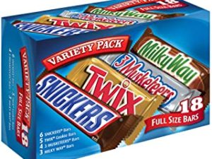 SNICKERS, TWIX, 3 MUSKETEERS & MILKY WAY Full Size Chocolate Candy Bars Variety Mix, 33.31-Ounce 18-Count Box