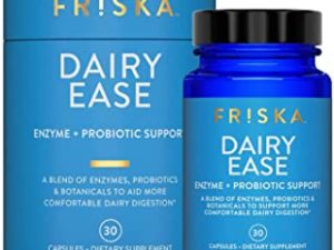FRISKA Dairy Ease | Digestive Enzymes and Probiotics Supplement | Promotes Better Digestion | Natural Lactose Intolerance Relief & Support | 30 Capsules
