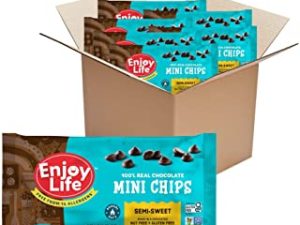 Enjoy Life Baking Chocolate Semi-Sweet Mini Chocolate Chips, Gluten Free, School Safe, Non GMO, Dairy Free, Soy Free, Vegan, Nut Free Chocolate, 6 Bags (10 oz) Bulk Chocolate