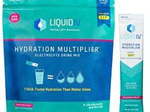 Liquid I.V. Hydration Multiplier - Passion Fruit - Hydration Powder Packets | Electrolyte Drink Mix | Easy Open Single-Serving Stick | Non-GMO | 16 Sticks