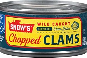 SNOW'S BY BUMBLE BEE Chopped Clams, 6.5 Ounce Can (Case of 12), Canned Clams, Gluten Free, High Protein, Keto Food, Keto Snacks, Paleo Diet Food, Canned Food