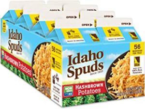 Idaho Spuds Premium Hashbrown Potatoes 4.2 oz, 8 Pack, Made from 100 Potatoes No Artificial Colors or Flavors NonGMO Certified Gluten Free Koshe, 33.6 Ounce