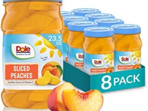 Dole Yellow Cling Sliced Peaches in 100% Fruit Juice, 23.5 Oz Resealable Jars, 8 Count