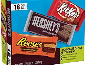 HERSHEY'S, KIT KAT and REESE'S Assorted Milk Chocolate Candy, Easter Gift, 27.3 oz Variety Box (18 ct)