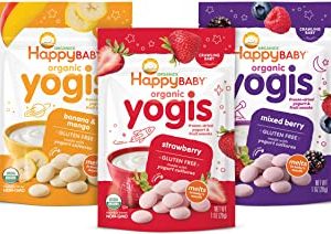 Happy Baby Organics Yogis Freeze-Dried Yogurt & Fruit Snacks, Variety Pack, 1 Ounce (Pack of 6)