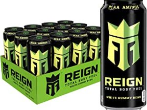 Reign Total Body Fuel, White Gummy Bear, Fitness & Performance Drink, 16 Fl Oz (Pack of 12)