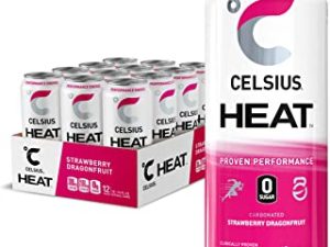 CELSIUS HEAT Strawberry Dragonfruit Performance Energy Drink, Zero Sugar, 16oz. Can (Pack of 12)