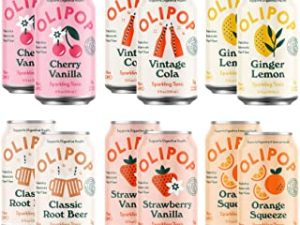 OLIPOP - The Sampler, 6-Flavor Soda Variety Pack, Healthy Soda, Prebiotic Soft Drinks, Supports Digestive Health & Gut Health, 9g of Dietary Plant Fiber, Low Calorie, Low Sugar, Vegan (12 oz, 12-Pack)