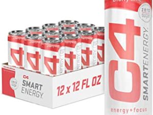 C4 Smart Natural Energy Drinks with Zero Sugar and Zero Calories, Sugar Free, Zero Carbs, | Powered by Green Tea Caffeine and Stevia | 12 Pack, 12 Oz Cans