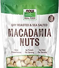 NOW Natural Foods, Macadamia Nuts, Dry Roasted with Sea Salt, Source of Fiber, Gluten-Free and Certified Non-GMO, 9-Ounce (Packaging May Vary)