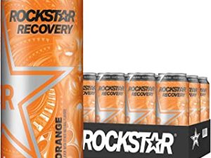 Rockstar Energy Drink with Caffeine Taurine and Electrolytes, Recovery Orange, 16 Fl OZ (Pack of 12)