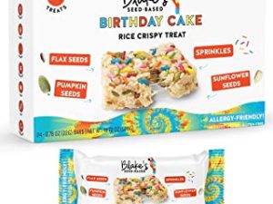 Blake’s Seed Based Rice Crispy Treats – Birthday Cake (24 Count), Nut Free, Gluten Free, Dairy Free & Vegan, Healthy Snacks for Kids or Adults, School Safe, Low Calorie Organic Soy Free Snack