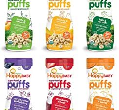 Happy Baby Organics Superfood Puffs, Variety Pack, 2.1 Ounce, Pack of 6 (Flavors may Vary)