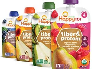 Happy Tot Organics Stage 4 Fiber & Protein 4 Flavor Variety Pack (Pack of 16)