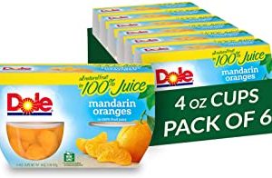 Dole Fruit Bowls Mandarin Oranges in 100% Juice, Gluten Free Healthy Snack, 4 Oz, 24 Total Cups