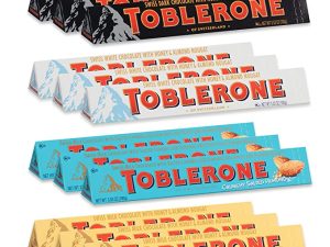 Toblerone Swiss Chocolate Variety Pack, Milk Chocolate, Dark Chocolate, White Chocolate & Crunchy Salted Caramelized Almond, Easter Chocolate, 12 - 3.52 oz Bars