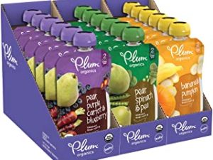 Plum Organics Baby Food Pouch | Stage 2 | Fruit and Veggie Variety Pack | 3.5 Ounce | 18 Pack | Fresh Organic Food Squeeze | For Babies, Kids, Toddlers