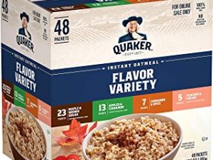 Quaker Instant Oatmeal, 4 Flavor Variety Pack, Individual Packets, 48 Count