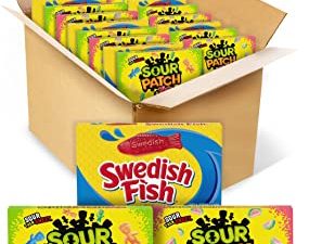 SOUR PATCH KIDS Original Candy, SOUR PATCH KIDS Watermelon Candy & SWEDISH FISH Candy Variety Pack, Easter Candy, 15 Movie Theater Candy Boxes