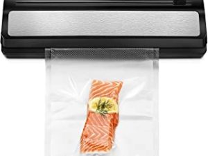 NutriChef Vacuum Sealer | Automatic Vacuum Air Sealing System For Food Preservation w/ Starter Kit | Compact Design | Lab Tested | Dry & Moist Food Modes | Led Indicator Lights