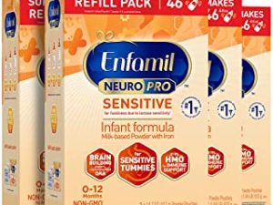 Enfamil NeuroPro Sensitive Baby Formula, Brain and Immune Support with DHA, Iron & Prebiotics, Lactose Sensitivity Infant Formula Inspired by Breast Milk, Non-GMO, Powder Refill Box 29.4 Oz, Pack of 4