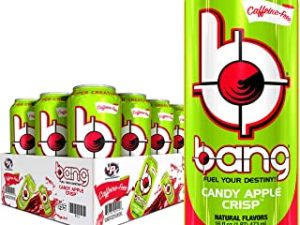 Bang Caffeine Free Candy Apple Crisp Energy Drink, 0 Calories, Sugar Free with Super Creatine, 16 Fl Oz (Pack of 12)