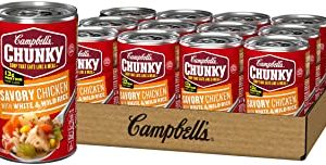Campbell's Chunky Savory Chicken with White & Wild Rice Soup, 18.8 oz Can (Pack of 12)