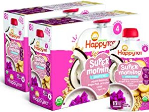 Happy Tot Organics Super Morning Stage 4 Dairy Free, Bananas, Dragon Fruit, Coconut Milk & Oats + Super Chia, 4 Ounce Pouch (Pack of 16)
