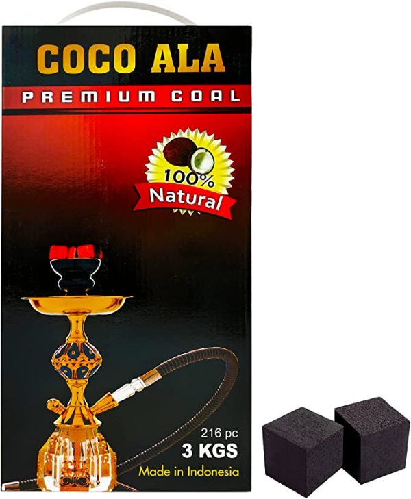 Coco Ala Natural Coconut Charcoal Coal for Hookah Shisha (216 pcs (Cube))