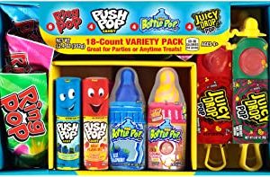Bazooka Candy Brands Variety Easter Candy Box - 18 Count Lollipops w/ Assorted Flavors from Ring Pop, Push Pop, Baby Bottle Pop & Juicy Drop - Fun Candy to Share On Easter